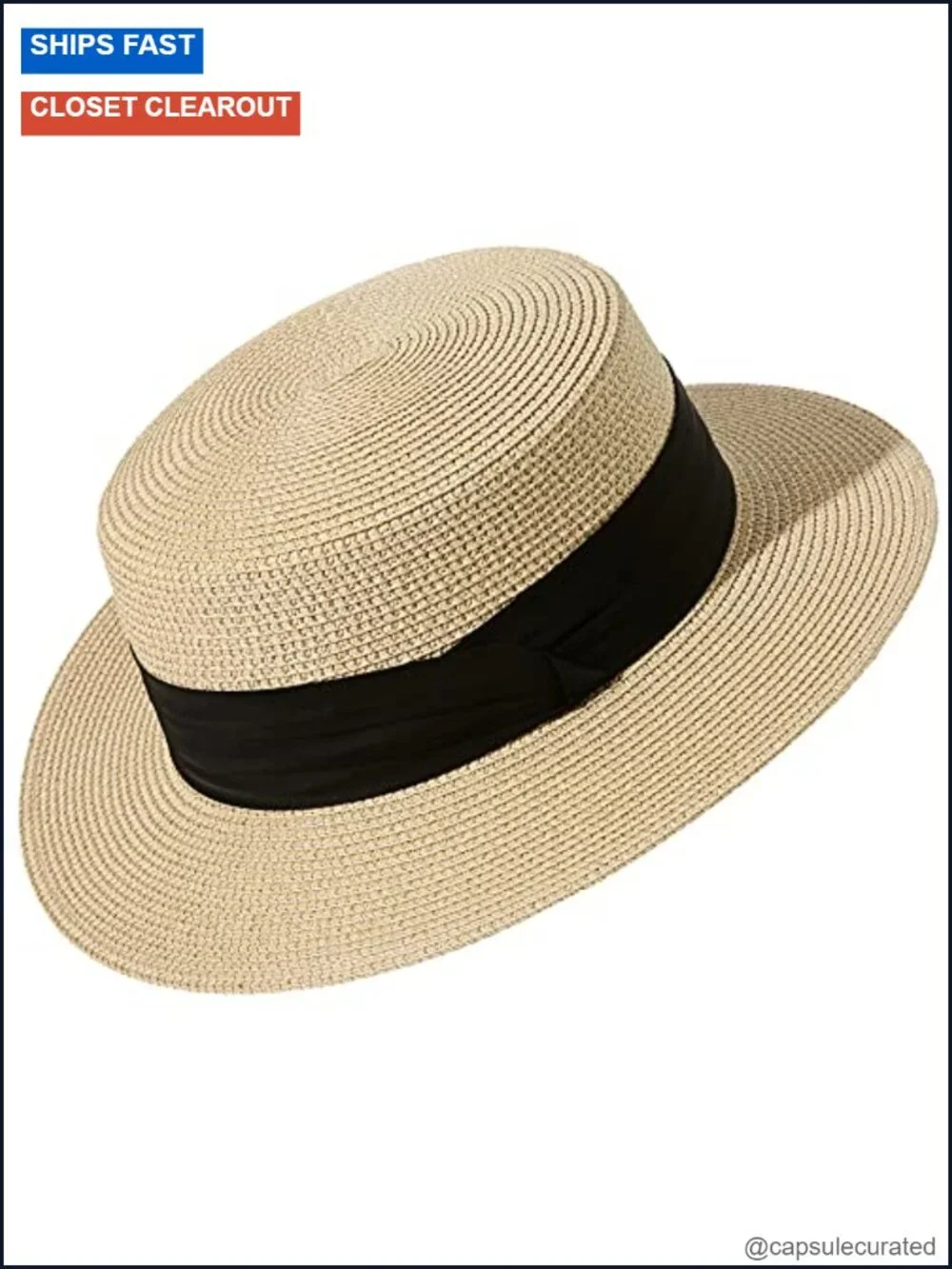 Foldable Packable Wide Brim Straw Boater Sun Hat for Women Adjustable